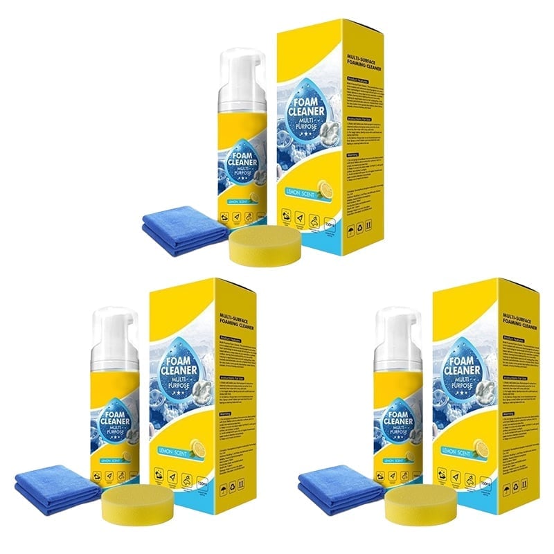 Multi-Surface Foaming Cleaner - 3 sets（1050g+3 Sponges +3 cleaning clothes）